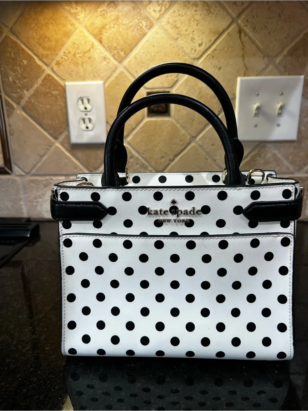 Kate Spade  Black and White Polka Dot Satchel